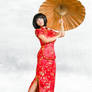 Chinese girl with umbrella