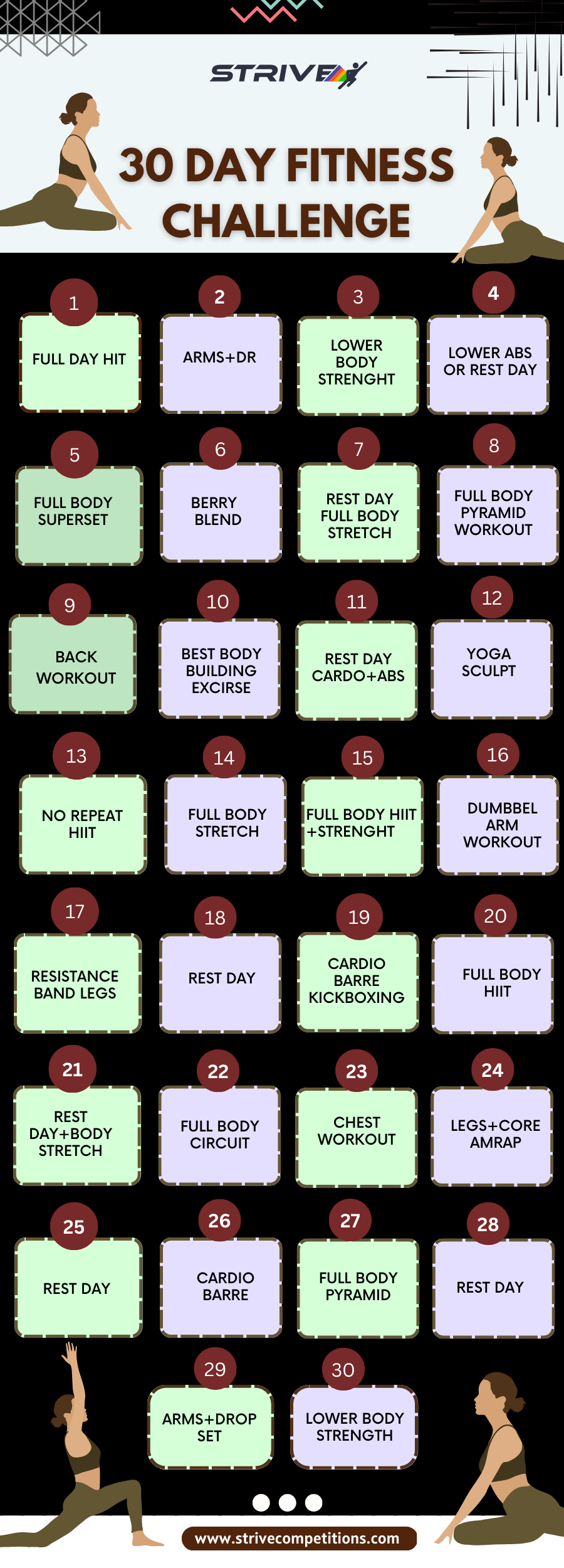 Women's 30 online day workout challenge