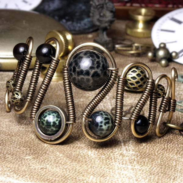 Fire Agate Steampunk Bracelet