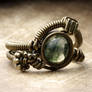 Steampunk moss Agate Ring