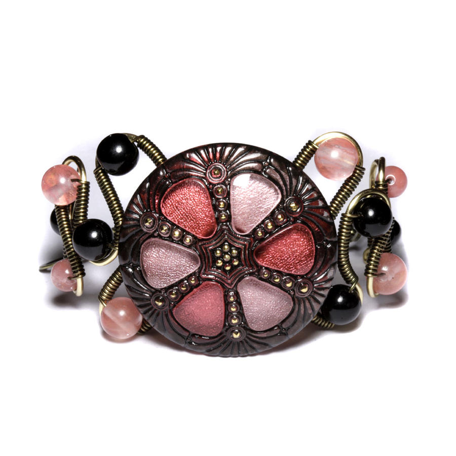 steampunk bracelet pink black