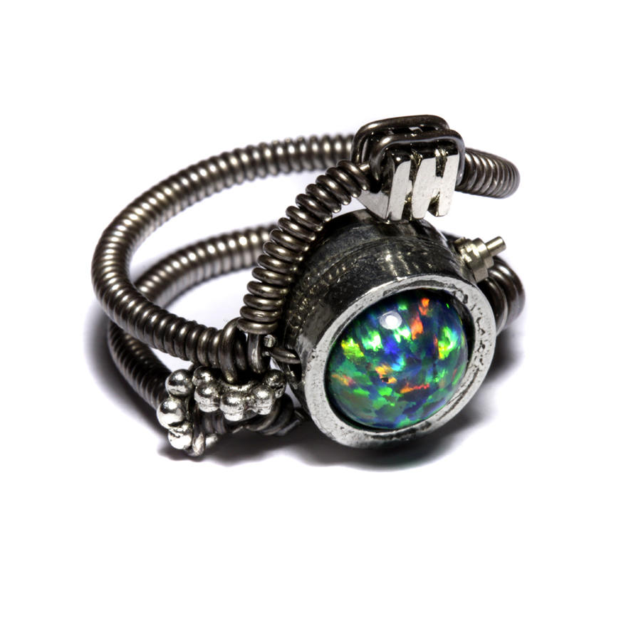 Cyberpunk opal ring by CatherinetteRings