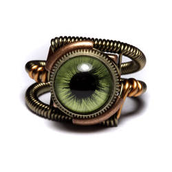Steampunk Green Eye Ring 2