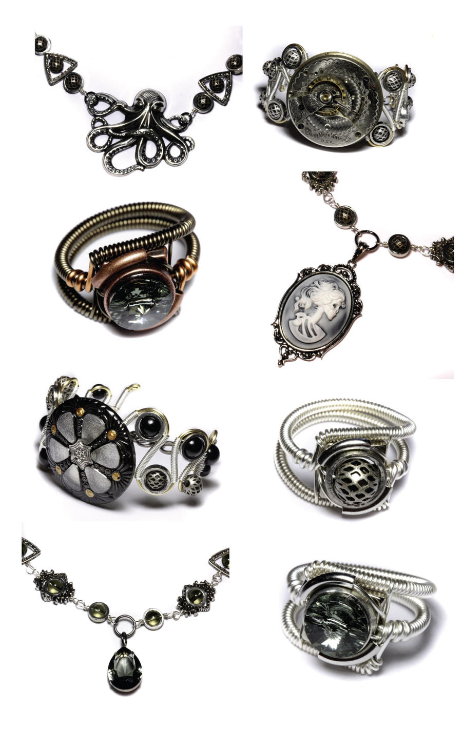 Silver Grey Steampunk jewelry