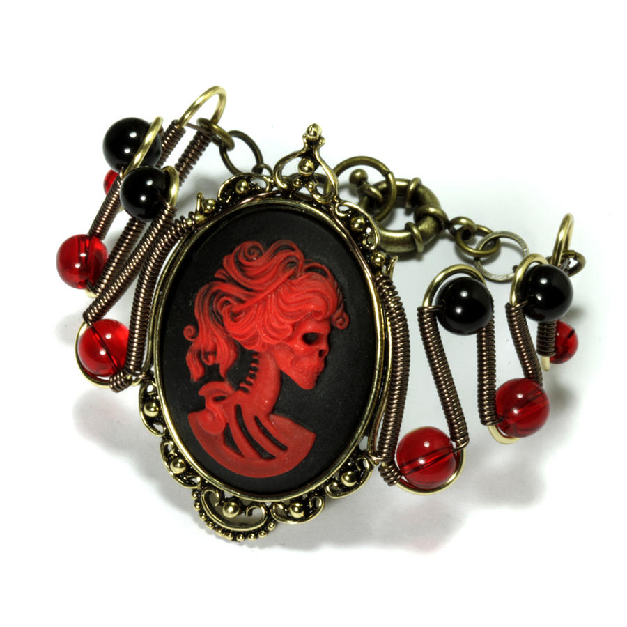 Steamgoth Bracelet Red Skeleton