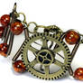 Steampunk Bracelet brass Gear and amber