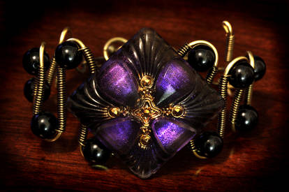 Steampunk Neo Victorian Bracelet - Purple Glass