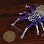 Steampunk Spider pin Sculpture , Purple and skull