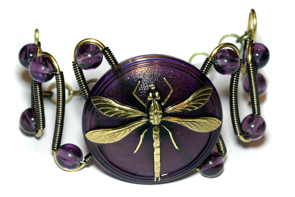 Neo Victorian Bracelet - PURPLE Dragonfly