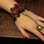 Amber and Glass Bracelet with Vitrail Ring