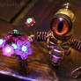 Steampunk Robot with Uranium Flowers and Bowtie!