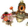 Steampunk Robot Minion with Uranium Flowers