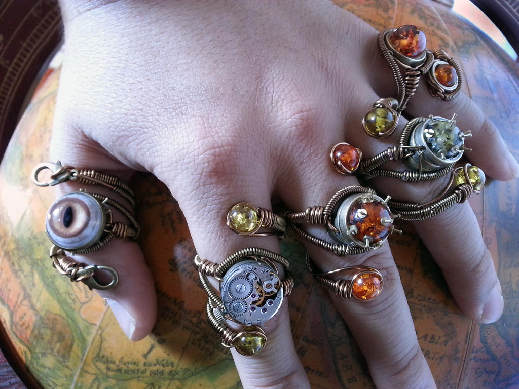 5 Steampunk adjustable rings by Daniel Proulx
