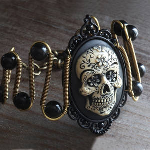 Black sugar skull bracelet
