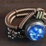 Blue Harlequin Glass Steampunk Ring