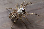 Steampunk Spider Sculpture with Tanzanite glass