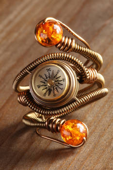 Steampunk compass ring