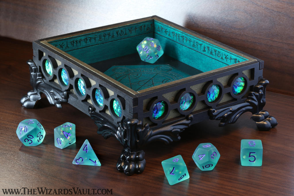 The Wizard's Vault Seafoam DnD Dice Tray