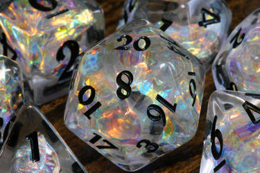 Icy Opal dice set by The Wizard's Vault
