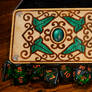 Elvish dice box and verdant opal dice set