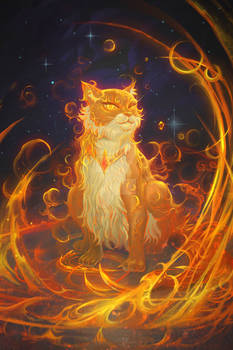 Flameborn Cat - Digital painting by Envak Enkaqti