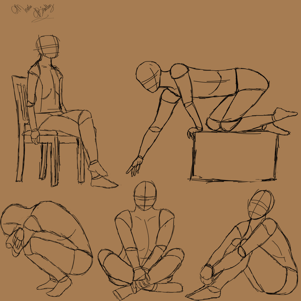 Anime Sitting Poses - Free Drawing References