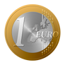 Coin one euro on a transparent background.