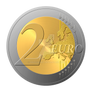 The number two Euro coin.