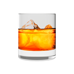 Rum glass with ice on a transparent background