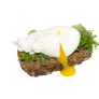 Poached egg on a transparent background.