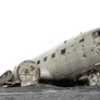 Destroyed retro plane on a transparent background