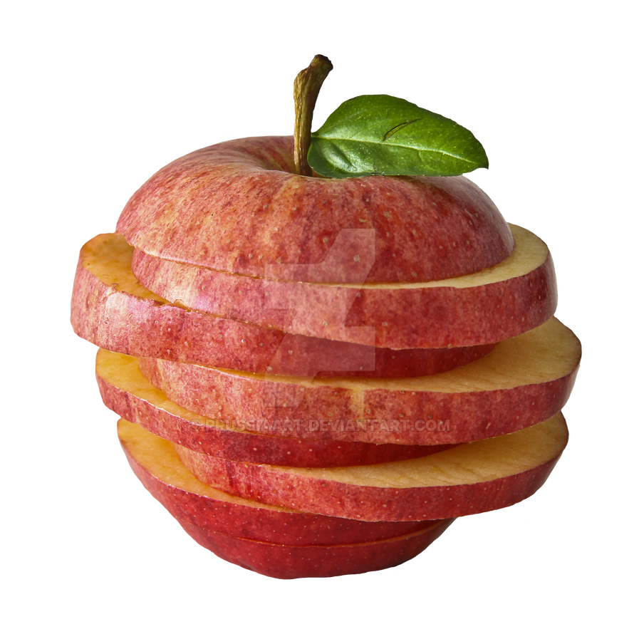Sliced red apple on transparent background by PRUSSIAART on DeviantArt