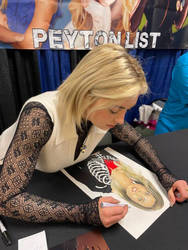 Peyton List autographing my art