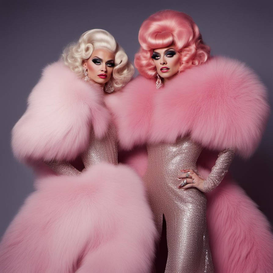 Drag Queen Computer Two Drag Queens Wearing Huge Fur Coats Arm In Arm by HighclassFurlover ...