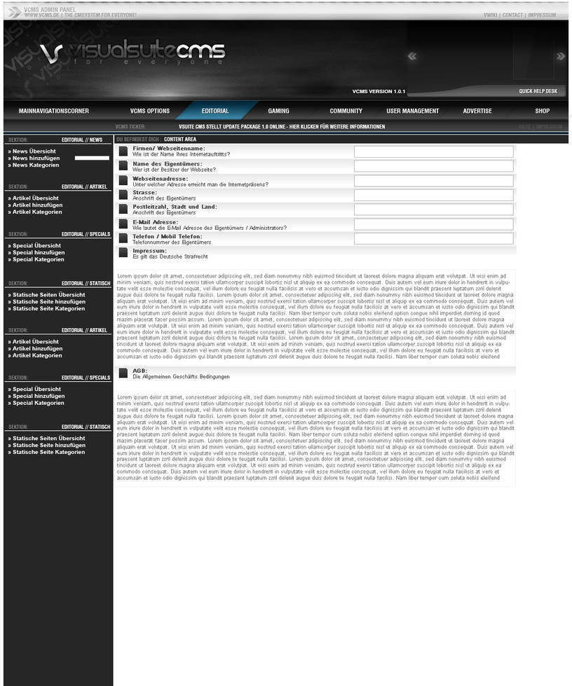 vCMS Admin Interface by stylegraphix-media on DeviantArt