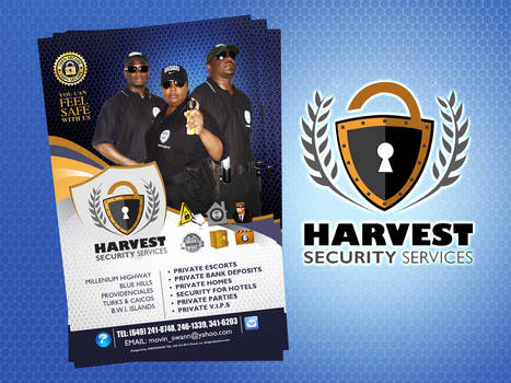 Harvest security logo and flyer