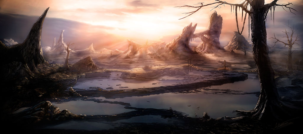 Fantasy sunset landscape