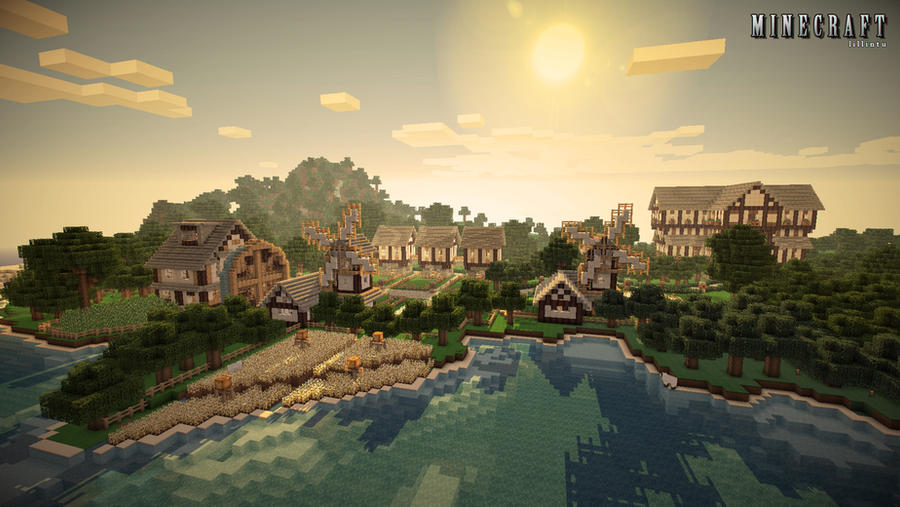 Minecraft Wallpaper - Beach Farm by Lilcrowstudios