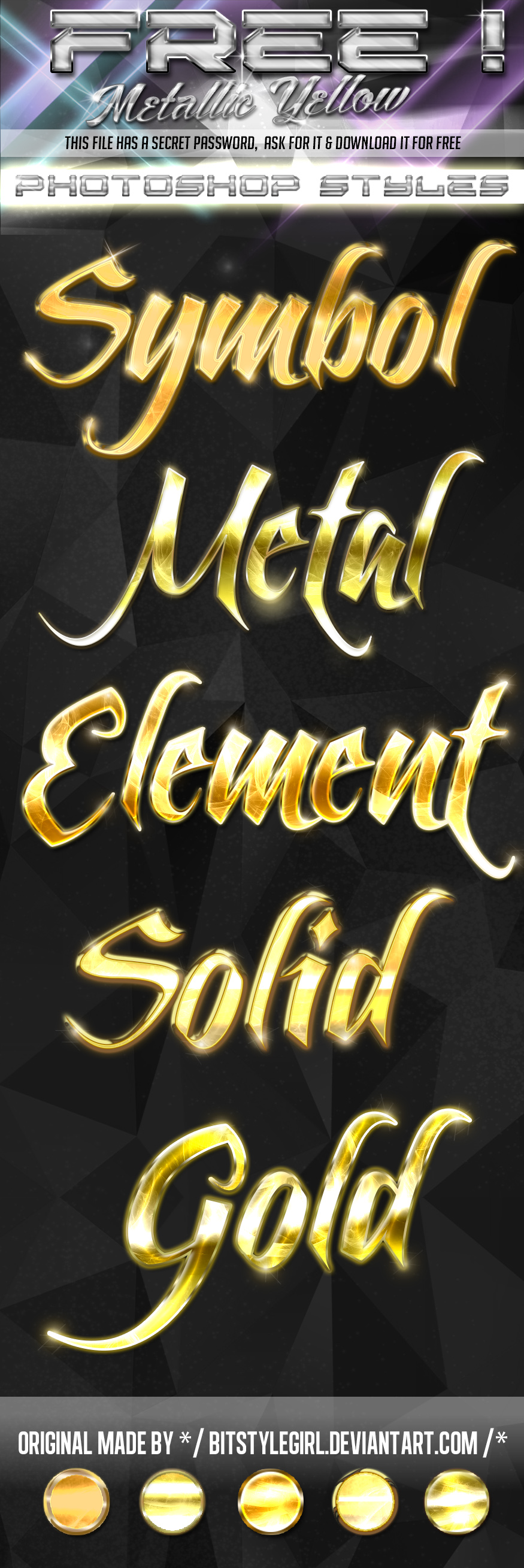 FREE Photoshop Styles - Gold Metallic Yellow