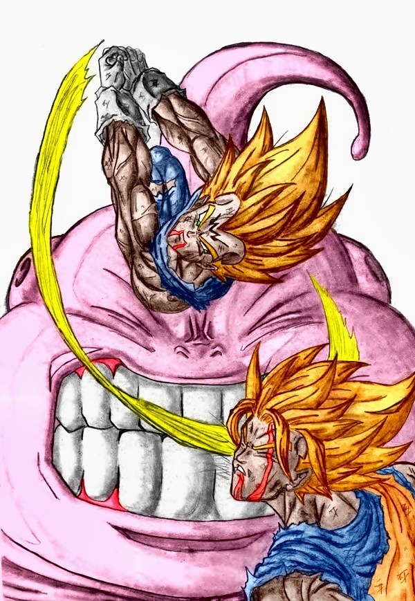 Goku SSJ2 vs Majin Vegeta SSJ2 by DarknessZ18 on DeviantArt