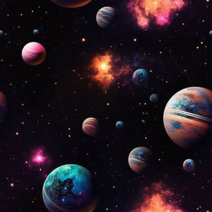 Planets and Nebula by Ze Cosmic Giraffe