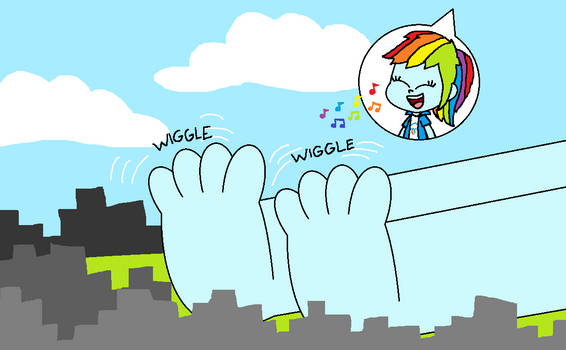 Giant Rainbow Dash Wiggles Her Toes