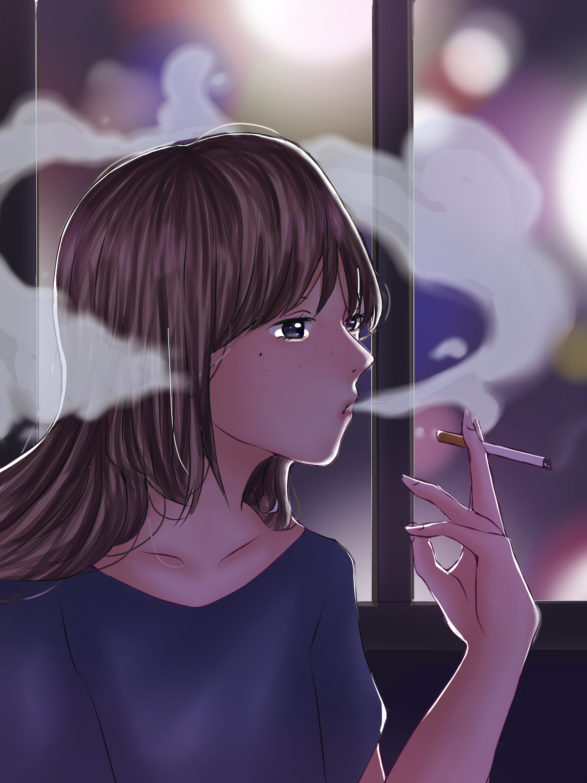 anime girl smoking cigarette Cat Smoking' Poster, picture, metal print, paint by Masaki Anime Girl Smoking