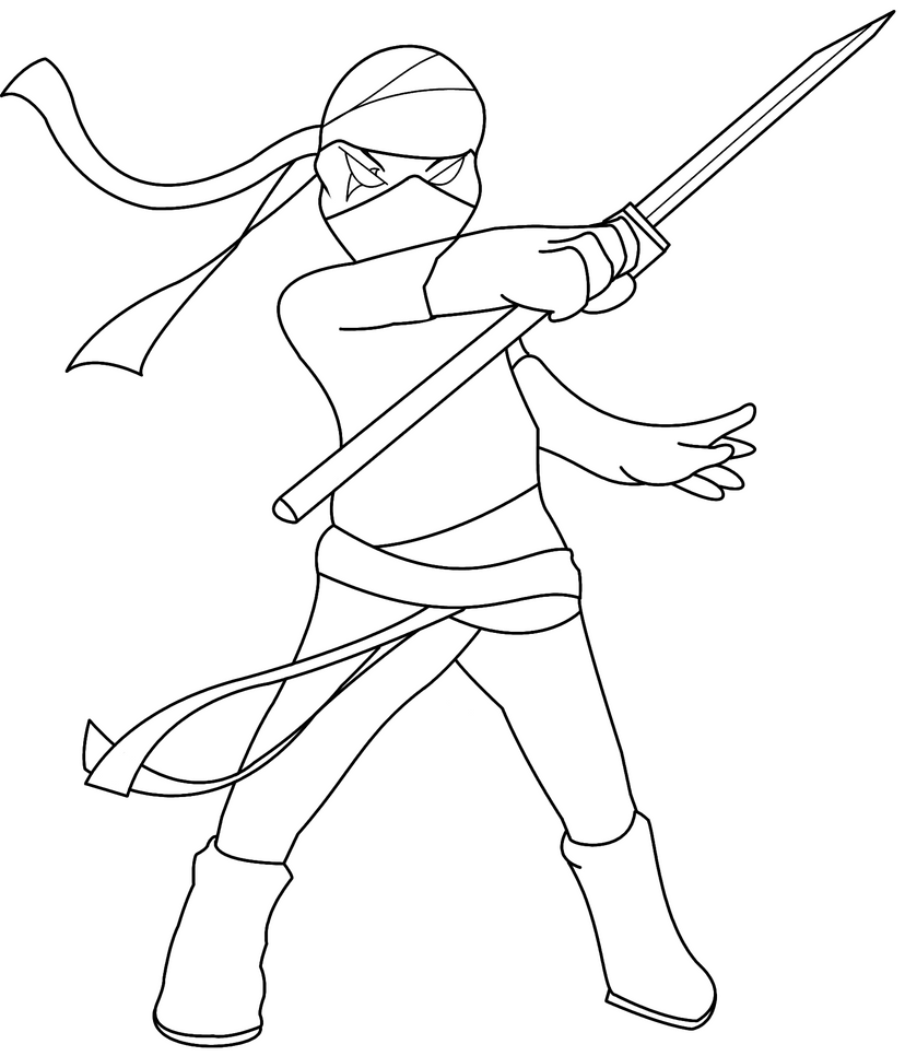 Fight Shadow Coloring Ninja Template Sketch Coloring Page.