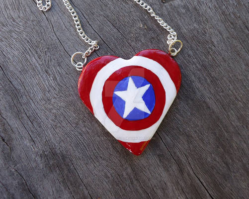 Captain America's Sheild Heart Necklace