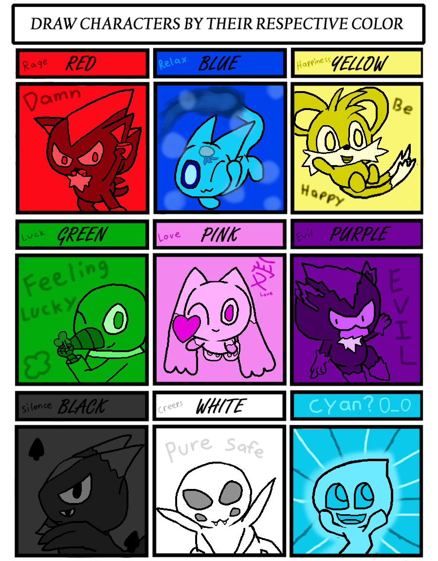 Color elements meme using sonicish charaters