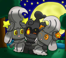 Marshadow X Marcremie- Snuggles!