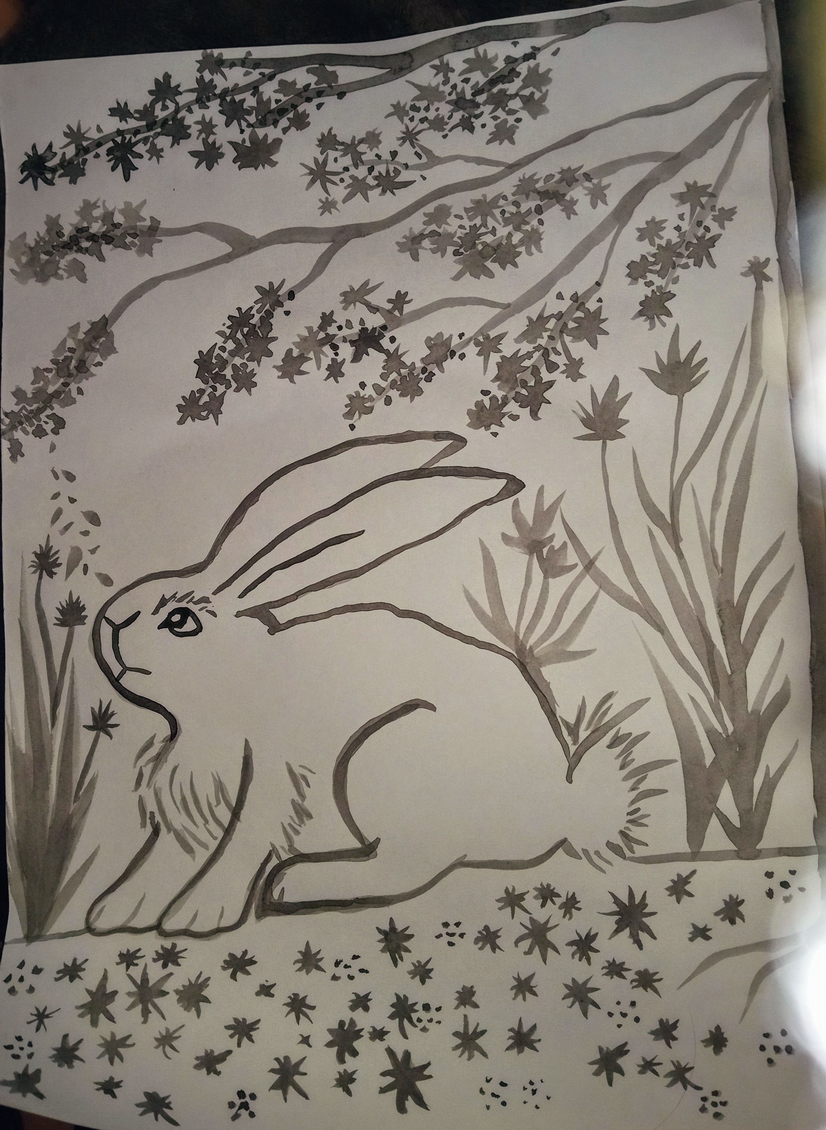 Rabbit (Chinese calligraphy ink block and brush) by EmberedWolf1999 on ...