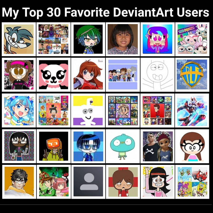 My Top 30 Favorite Deviantart users by fanbyjazzystar123 on DeviantArt