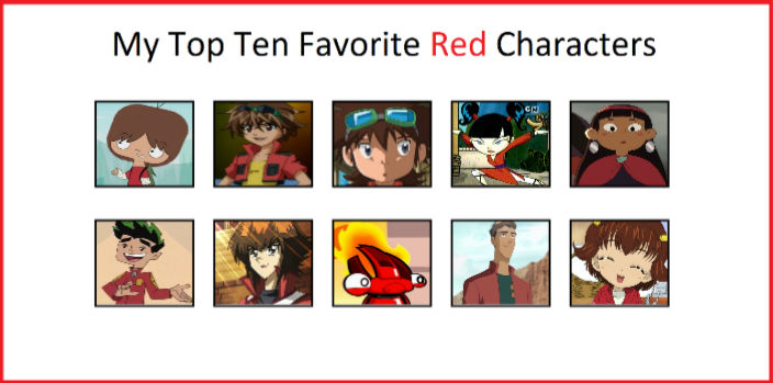 My Top 10 Favourite Red Characters by fanbyjazzystar123 on DeviantArt